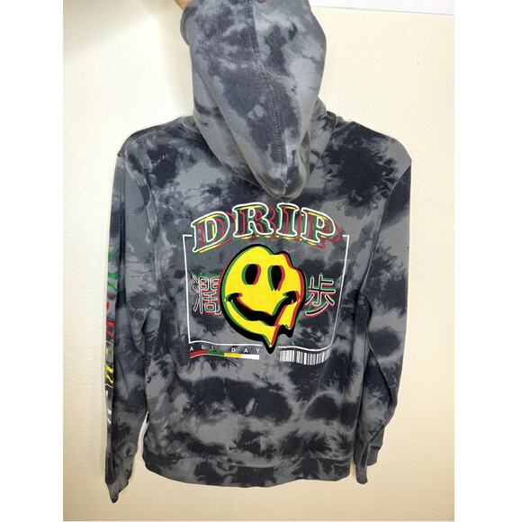 Brooklyn clothing Mens pull over gray long sleeve Emoji Drip hoodie size Small - Picture 3 of 11